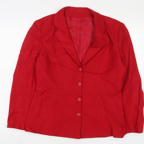 Richards Womens Red Jacket Blazer Size 14 Button