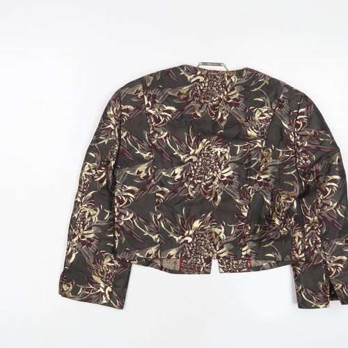 Ted Baker Womens Grey Floral Jacket Blazer Size S Hook & Eye