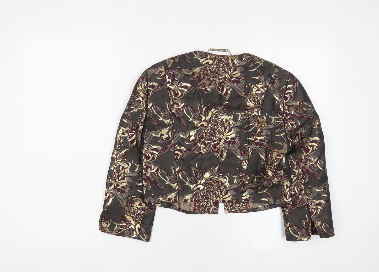 Ted Baker Womens Grey Floral Jacket Blazer Size S Hook & Eye