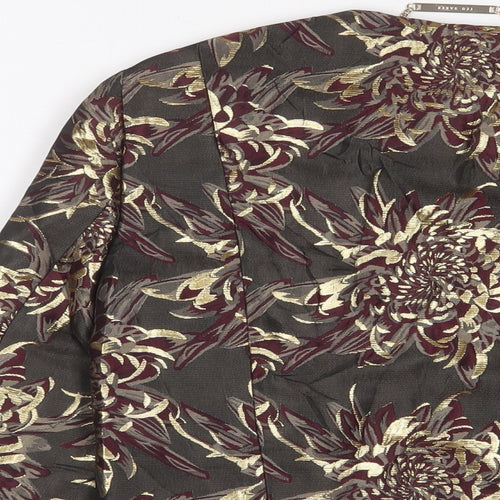 Ted Baker Womens Grey Floral Jacket Blazer Size S Hook & Eye