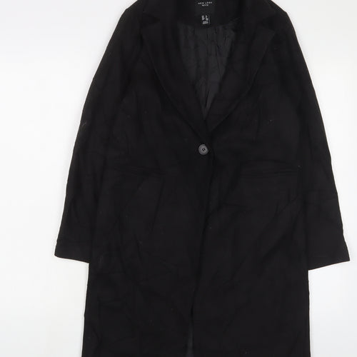 New Look Womens Black Overcoat Coat Size 4 Button