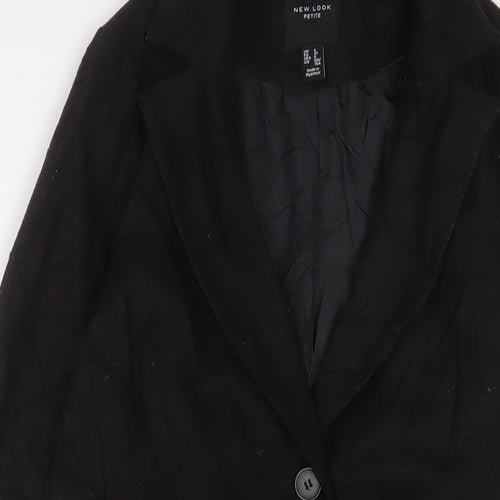 New Look Womens Black Overcoat Coat Size 4 Button