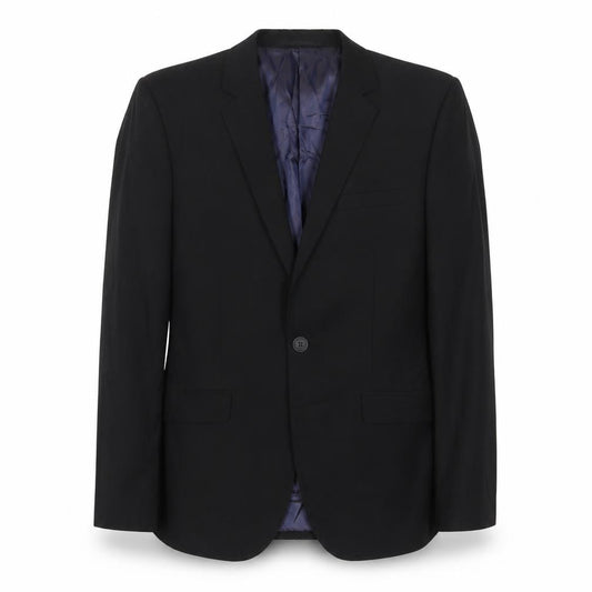 Front view of Topman men’s black polyester jacket suit jacket, size 36, regular