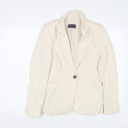 Marks and Spencer Womens Ivory Jacket Blazer Size 8 Button