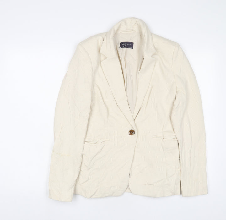 Marks and Spencer Womens Ivory Jacket Blazer Size 8 Button