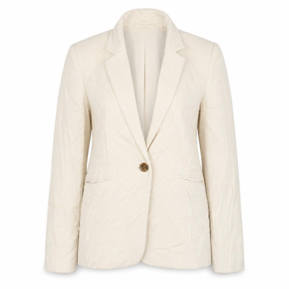 Front view of Marks & Spencer women’s ivory jacket blazer, size UK 8, button