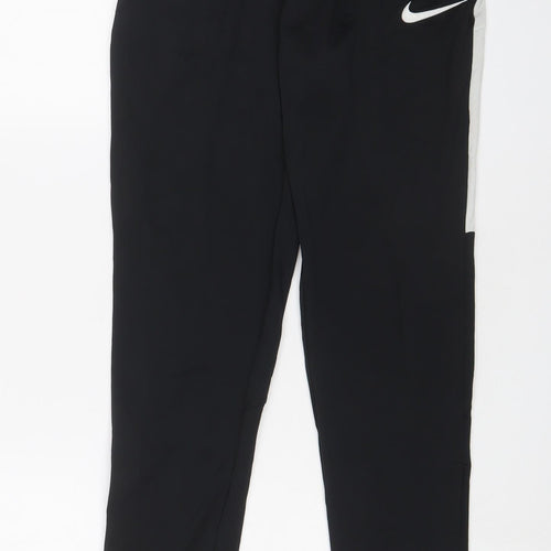 Nike Mens Black Polyester Jogger Trousers Size S L29 in Regular Drawstring - Embroidered