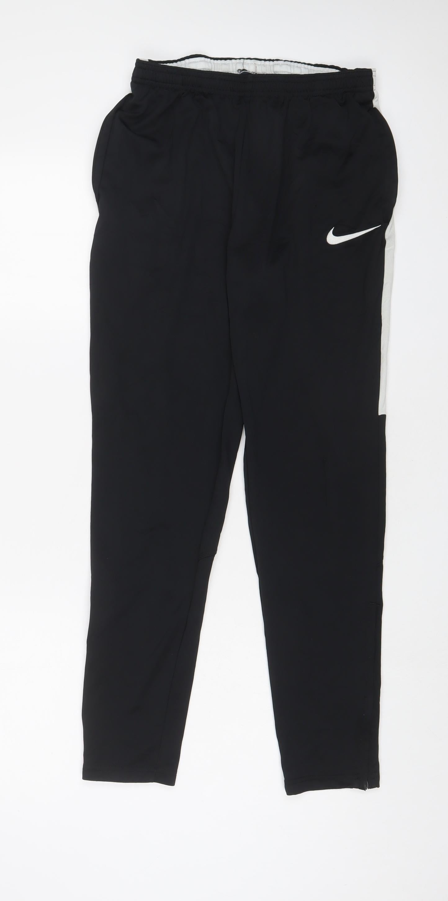 Nike Mens Black Polyester Jogger Trousers Size S L29 in Regular Drawstring - Embroidered