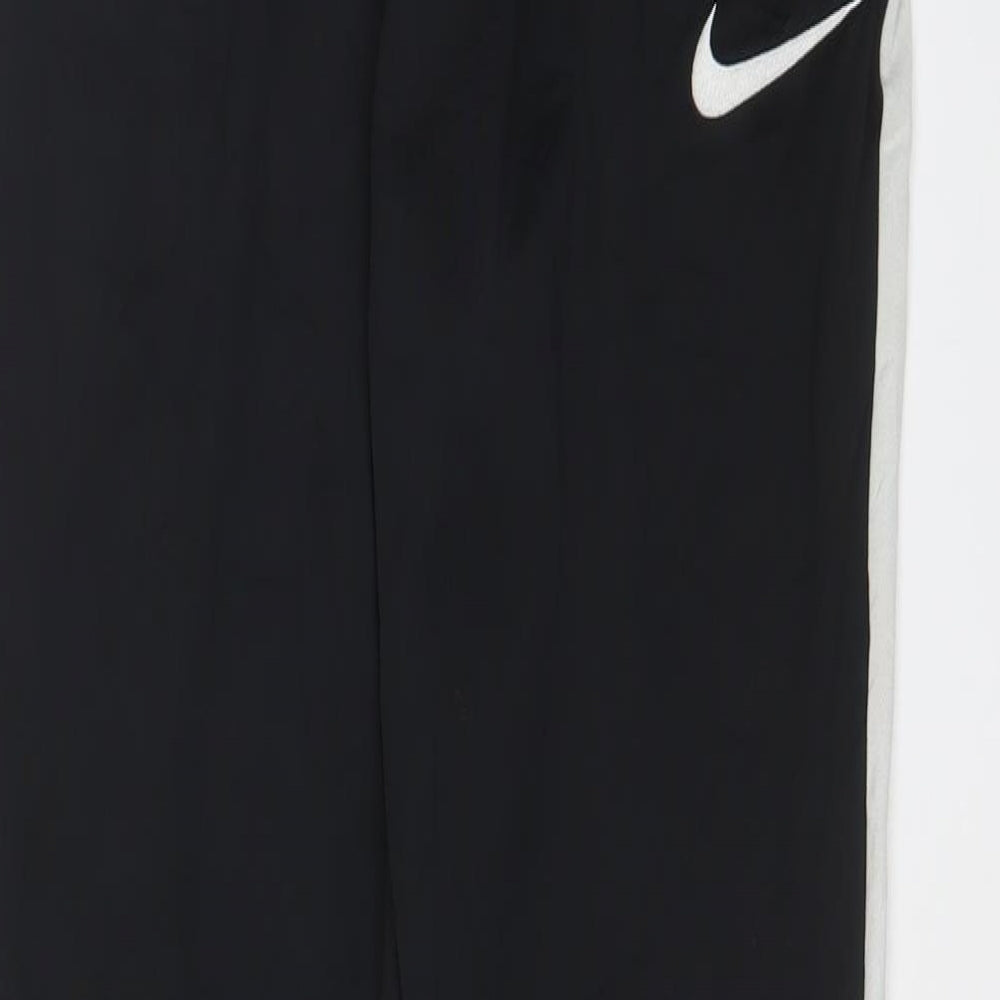 Nike Mens Black Polyester Jogger Trousers Size S L29 in Regular Drawstring - Embroidered