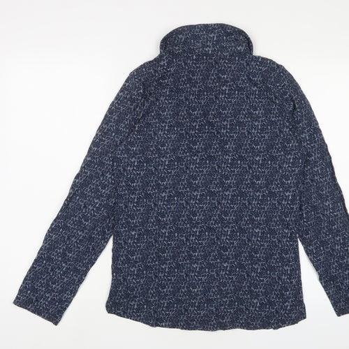 White Stuff Womens Blue Geometric Cotton Basic Button-Up Size 14 Collared