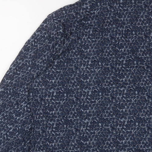 White Stuff Womens Blue Geometric Cotton Basic Button-Up Size 14 Collared