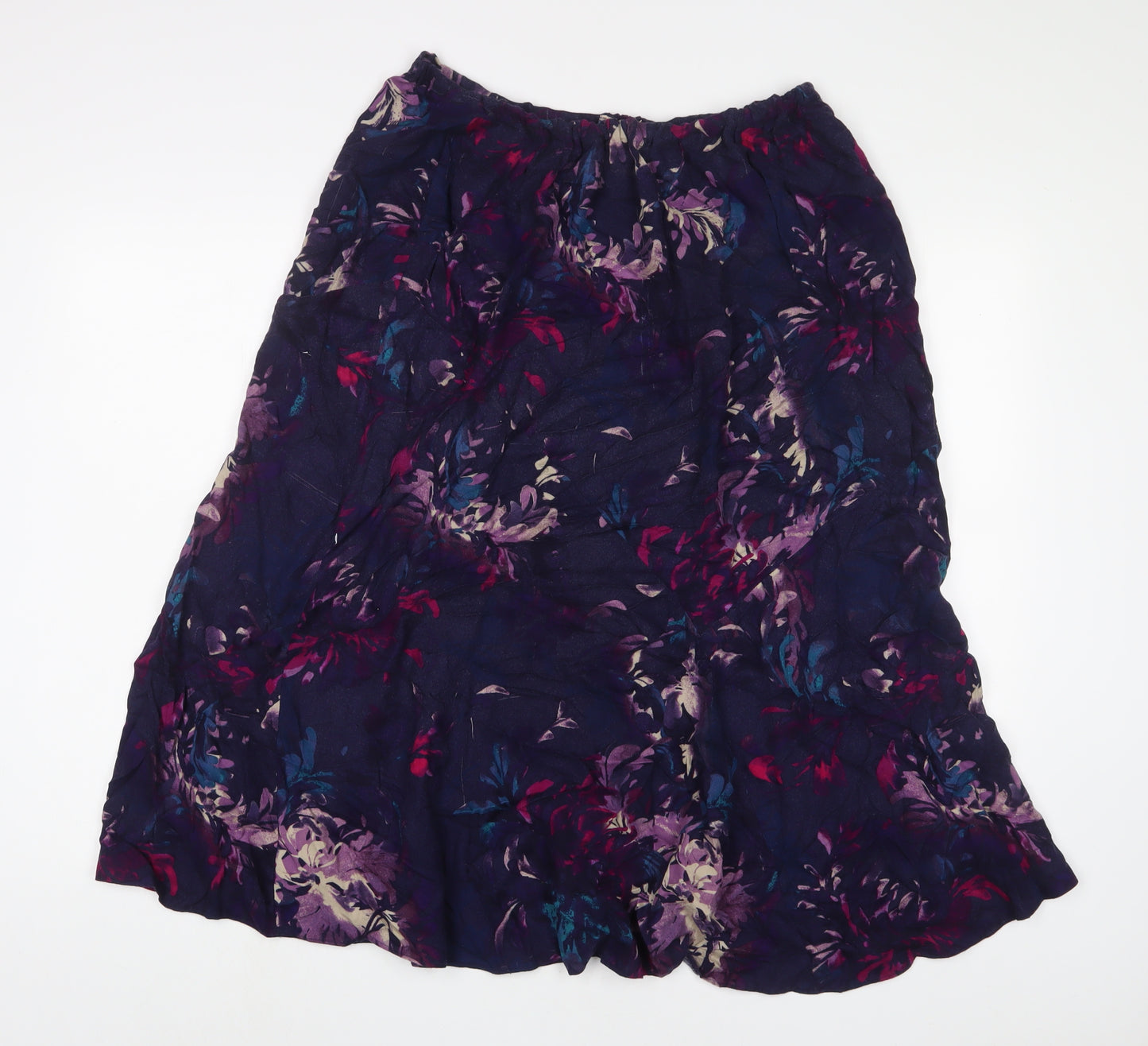 Classic Womens Purple Floral Viscose A-Line Skirt Size 18