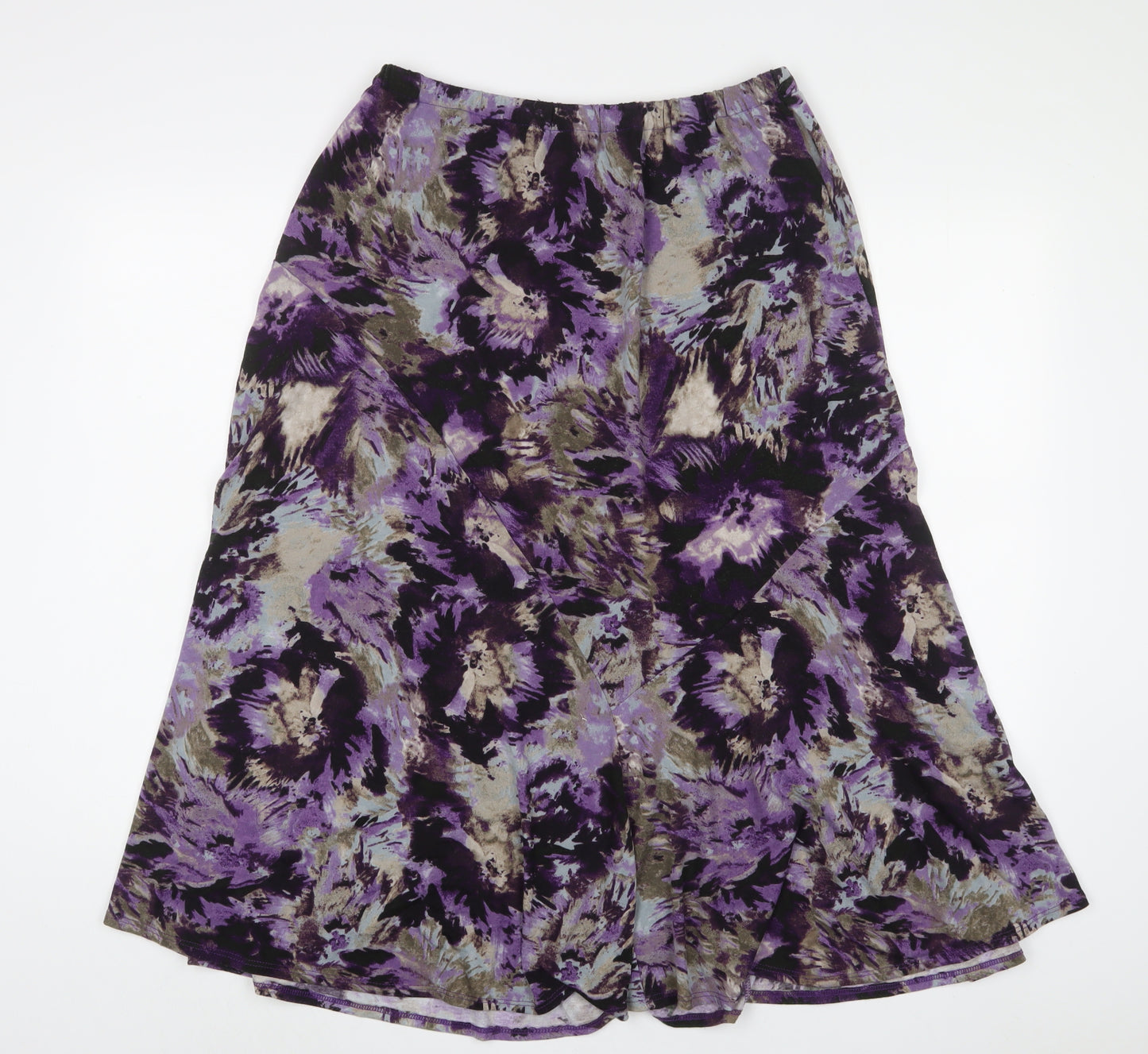 Marks and Spencer Womens Purple Floral Polyester A-Line Skirt Size 18