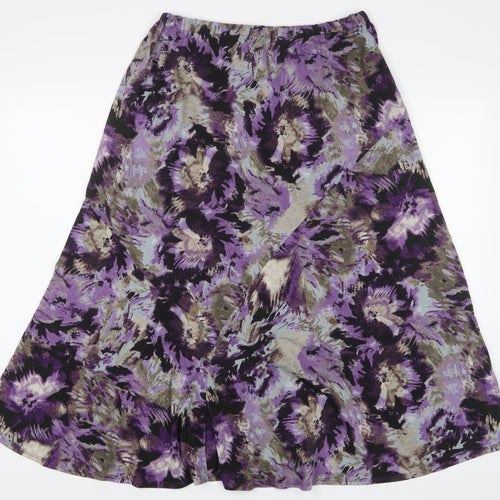 Marks and Spencer Womens Purple Floral Polyester A-Line Skirt Size 18