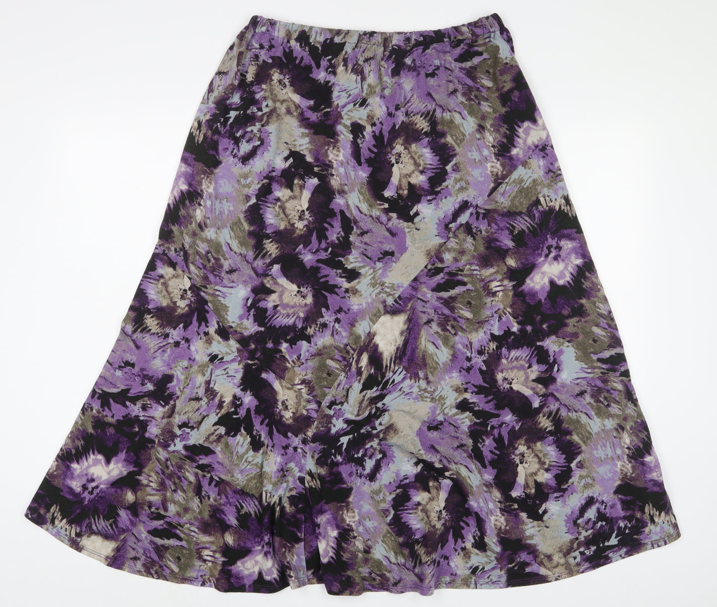 Marks and Spencer Womens Purple Floral Polyester A-Line Skirt Size 18