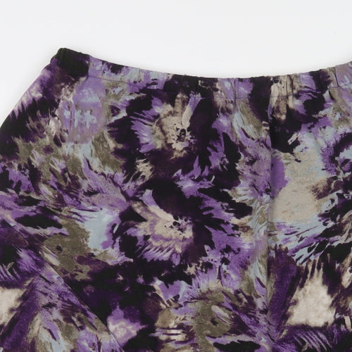 Marks and Spencer Womens Purple Floral Polyester A-Line Skirt Size 18