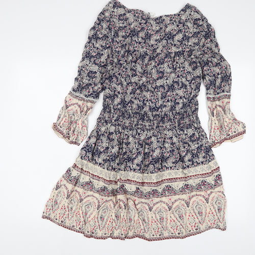 Springfield Womens Multicoloured Fair Isle Viscose A-Line Size 10 V-Neck Pullover - Keyhole neck