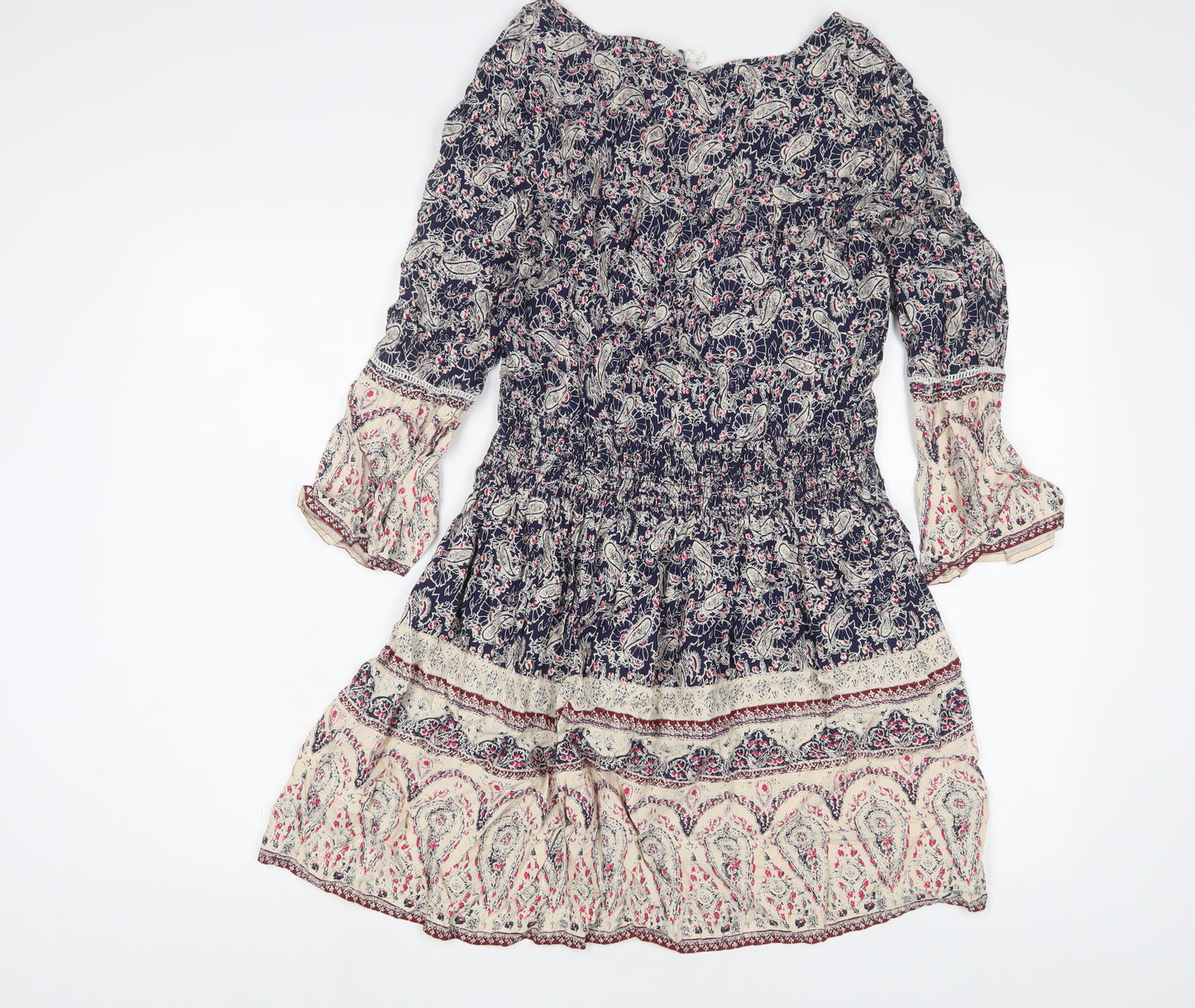 Springfield Womens Multicoloured Fair Isle Viscose A-Line Size 10 V-Neck Pullover - Keyhole neck