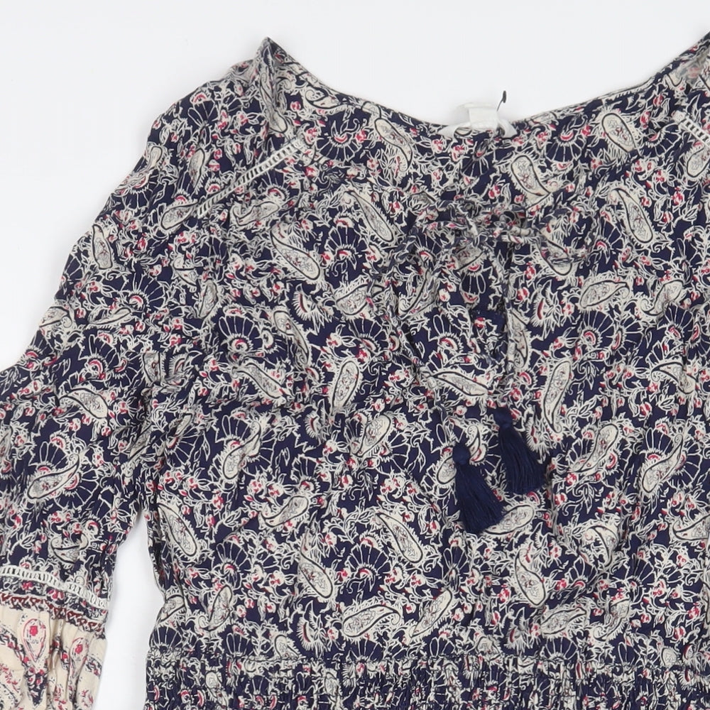 Springfield Womens Multicoloured Fair Isle Viscose A-Line Size 10 V-Neck Pullover - Keyhole neck