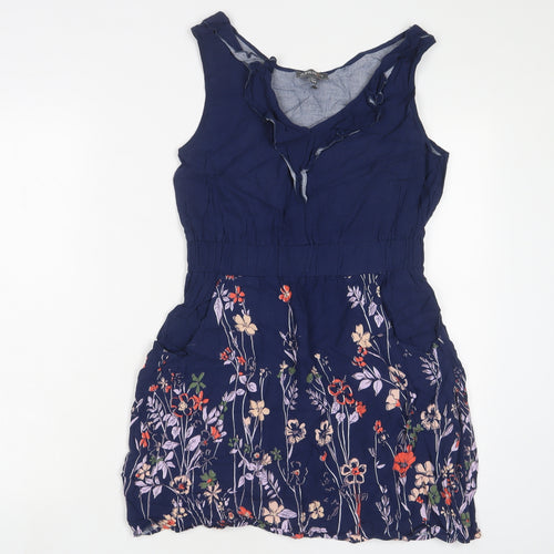 Apricot Womens Blue Floral Viscose A-Line Size 12 V-Neck Pullover