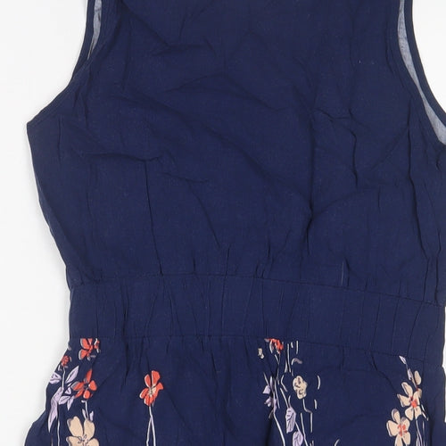Apricot Womens Blue Floral Viscose A-Line Size 12 V-Neck Pullover