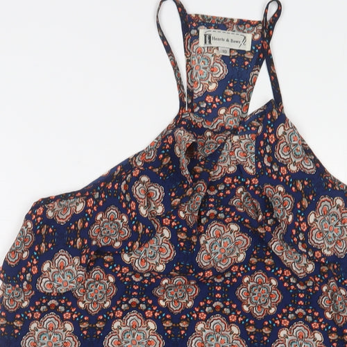 Hearts & Bows Womens Multicoloured Fair Isle Polyester A-Line Size 10 V-Neck Pullover - Cold Shoudler