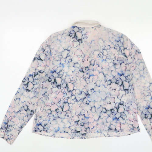 Limited Collection Womens Purple Floral Polyester Basic Button-Up Size 14 Collared