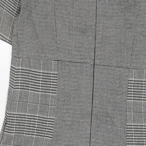 NEXT Womens Grey Plaid Polyester Sheath Size 14 Boat Neck Zip