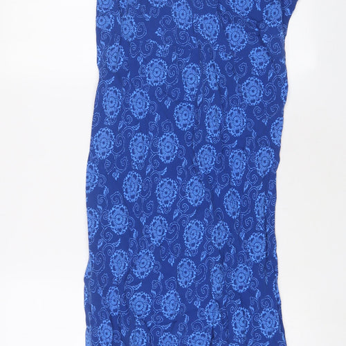 BHS Womens Blue Fair Isle Viscose A-Line Size 14 Scoop Neck Pullover