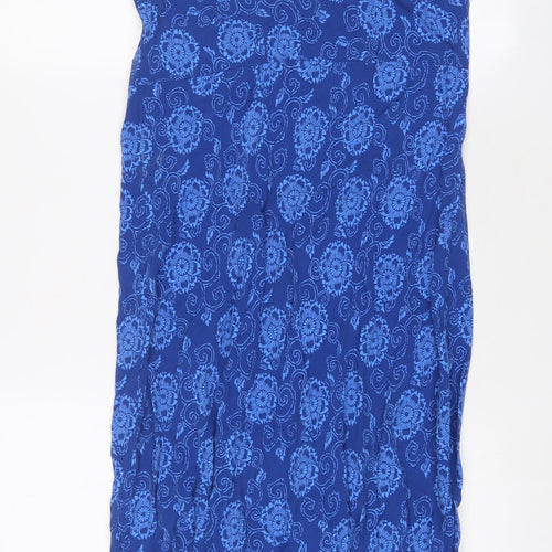 BHS Womens Blue Fair Isle Viscose A-Line Size 14 Scoop Neck Pullover