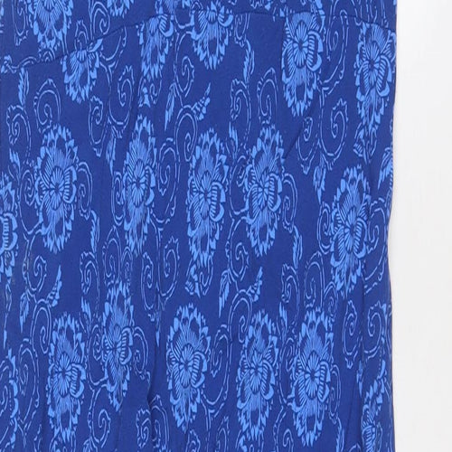 BHS Womens Blue Fair Isle Viscose A-Line Size 14 Scoop Neck Pullover