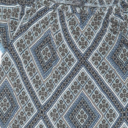 Principles Womens Blue Geometric Viscose A-Line Size 16 Boat Neck Pullover