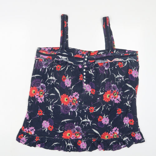 Marks and Spencer Womens Purple Floral Cotton Basic Tank Size 18 Square Neck - Embroidered