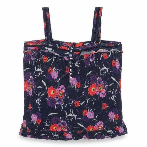 Marks and Spencer Womens Purple Floral Cotton Basic Tank Size 18 Square Neck - Embroidered