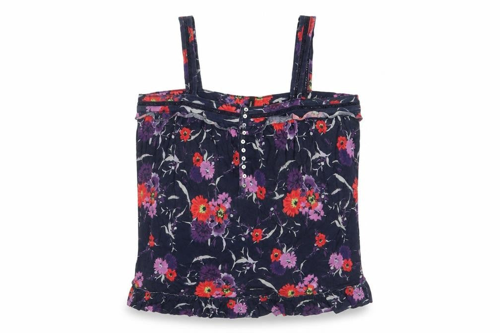 Marks and Spencer Womens Purple Floral Cotton Basic Tank Size 18 Square Neck - Embroidered