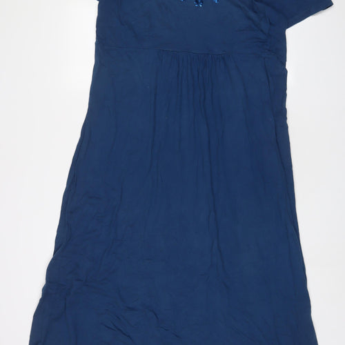 Cotton Traders Womens Blue Cotton A-Line Size 20 Scoop Neck Pullover - Sequins