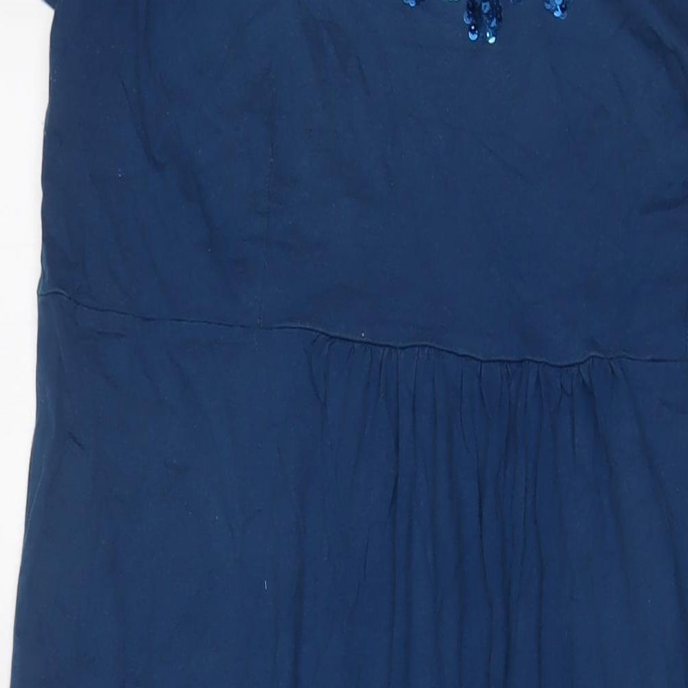 Cotton Traders Womens Blue Cotton A-Line Size 20 Scoop Neck Pullover - Sequins