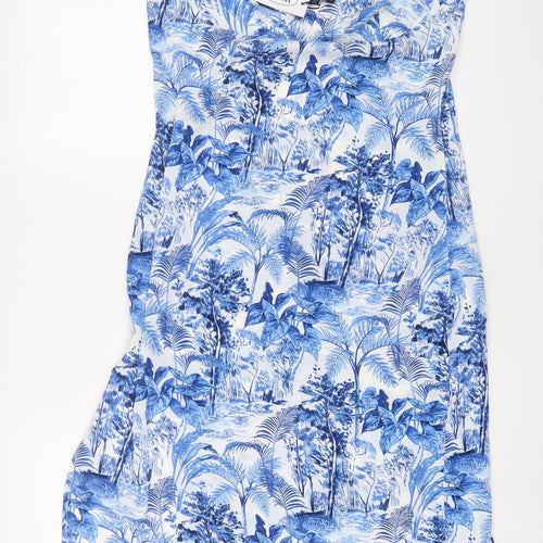 Cider Womens Blue Geometric Polyester A-Line Size XL V-Neck Zip