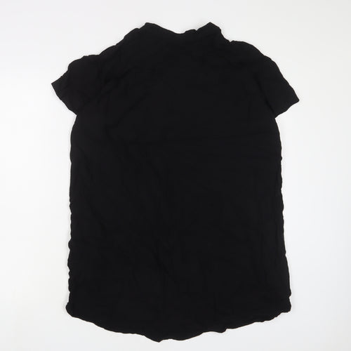 H&M Womens Black Viscose Basic T-Shirt Size M V-Neck