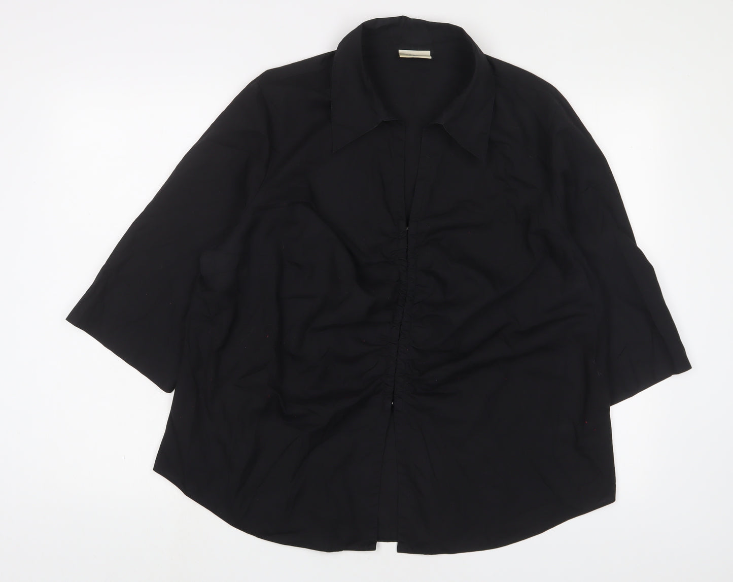 essence Womens Black Cotton Basic Blouse Size 22 Collared