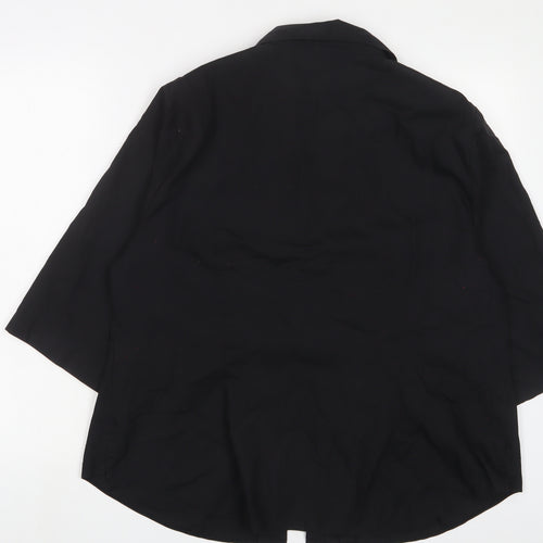 essence Womens Black Cotton Basic Blouse Size 22 Collared