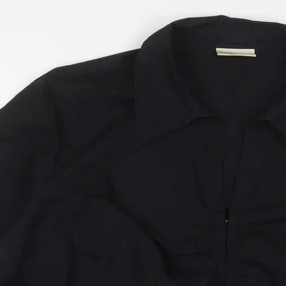 essence Womens Black Cotton Basic Blouse Size 22 Collared