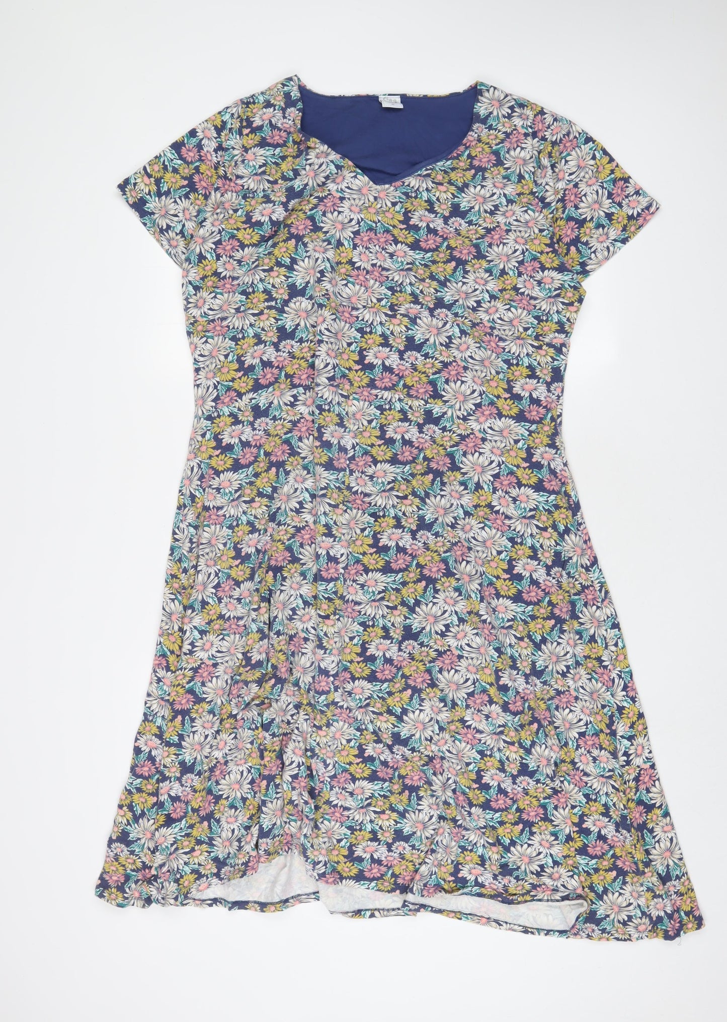 Cotton Traders Womens Multicoloured Floral Cotton A-Line Size 20 V-Neck Pullover