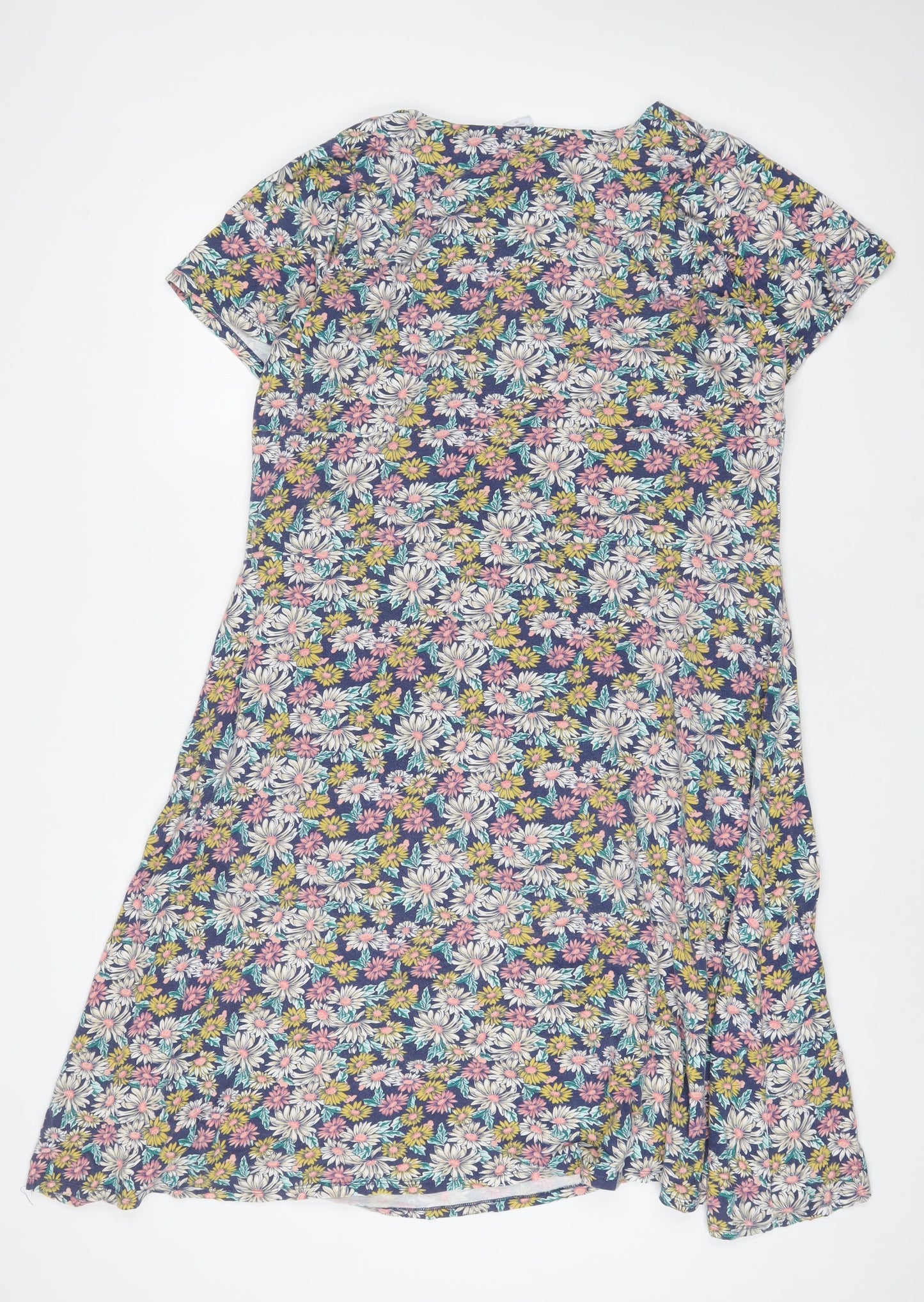 Cotton Traders Womens Multicoloured Floral Cotton A-Line Size 20 V-Neck Pullover