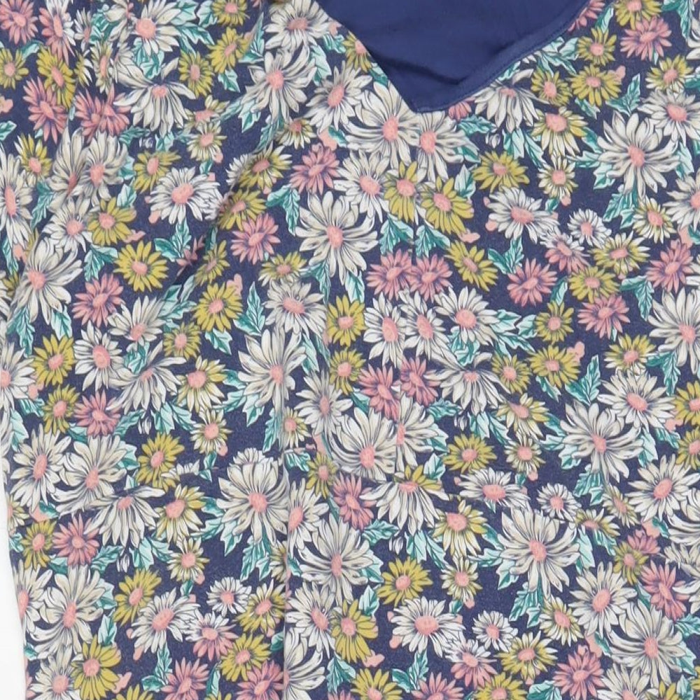 Cotton Traders Womens Multicoloured Floral Cotton A-Line Size 20 V-Neck Pullover