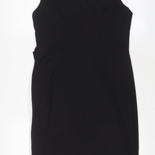 Roman Womens Black Polyester Sheath Size 14 Crew Neck Button