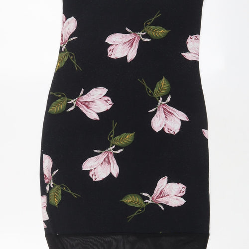 ASOS Womens Grey Floral Viscose Bodycon Size 10 Scoop Neck Pullover
