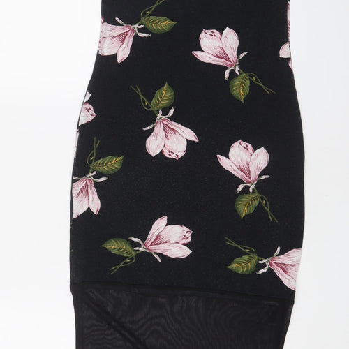 ASOS Womens Grey Floral Viscose Bodycon Size 10 Scoop Neck Pullover