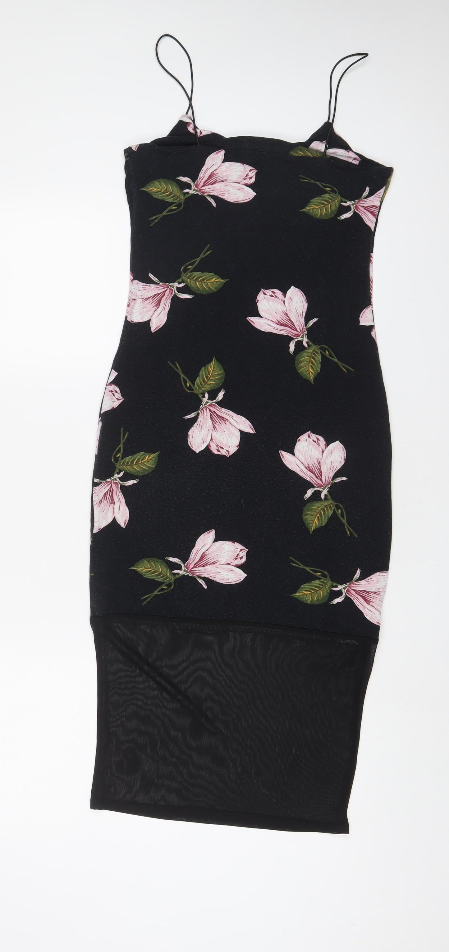 ASOS Womens Grey Floral Viscose Bodycon Size 10 Scoop Neck Pullover