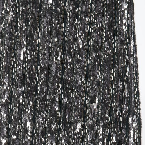 French Connection Womens Green Polyester A-Line Size 10 Scoop Neck Zip - Side Slit, Sequins